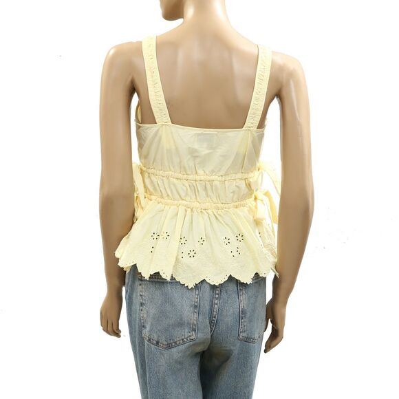 Damson Madder Jade Broderie Cami Blouse Top Berry Embroidered Yellow S-6 285345 - Picture 12 of 13